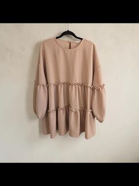 Chic Soul Tiered Balloon-Sleeve Tunic in Blush In EUC